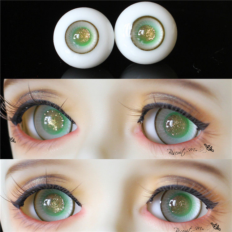 bjd娃娃眼睛346分14mm16mm青绿色渐变花纹金沙瞳孔bjd