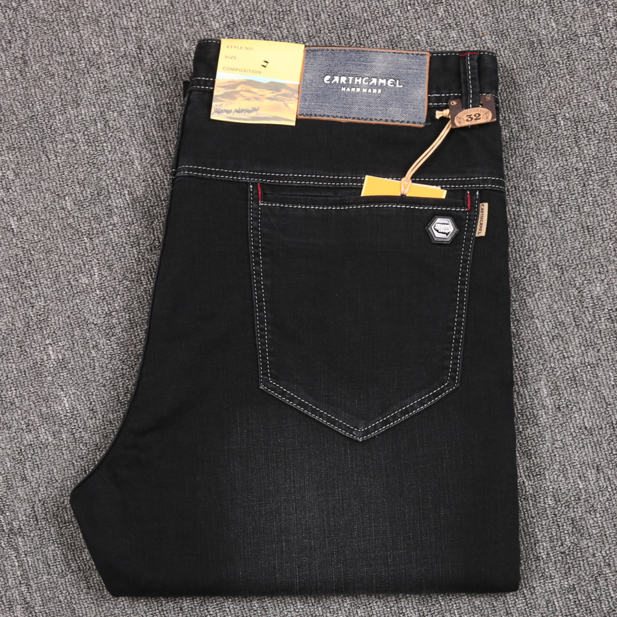 欧洲站外贸休闲牛仔裤男大码合体直筒弹力男士牛仔裤薄款黑色长裤