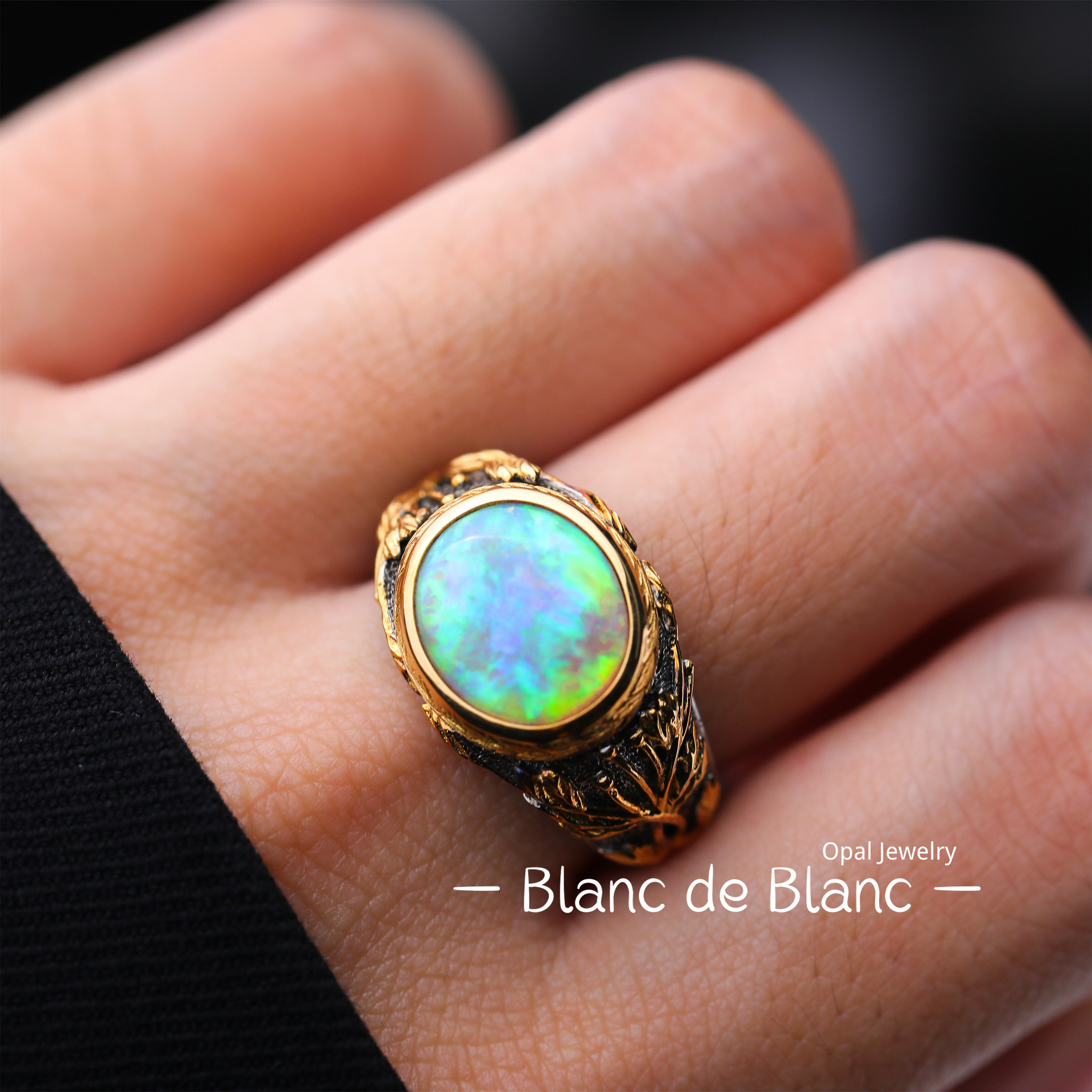 「blanc de blanc布琅欧泊」复古澳洲水晶欧泊戒指