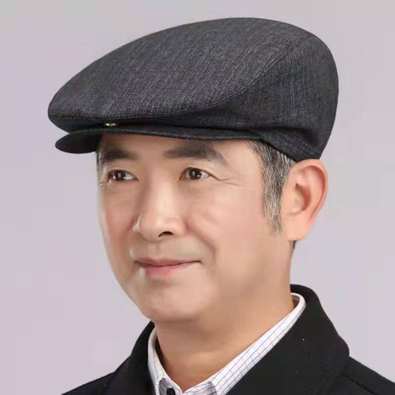 中老年帽子男士鸭舌帽春秋老头爸爸休闲前进毛呢帽子