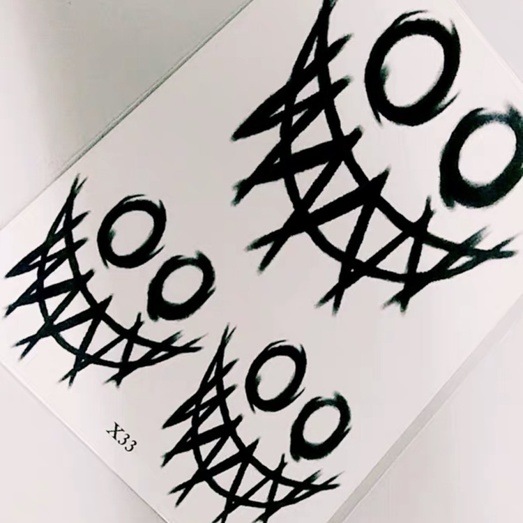 花臂少女tattoo x33万圣节暗黑系小丑鬼脸笑脸逼真纹身贴持久防水