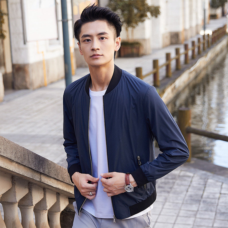 外套busen步森2022春秋新款男士夹克修身立领夹克