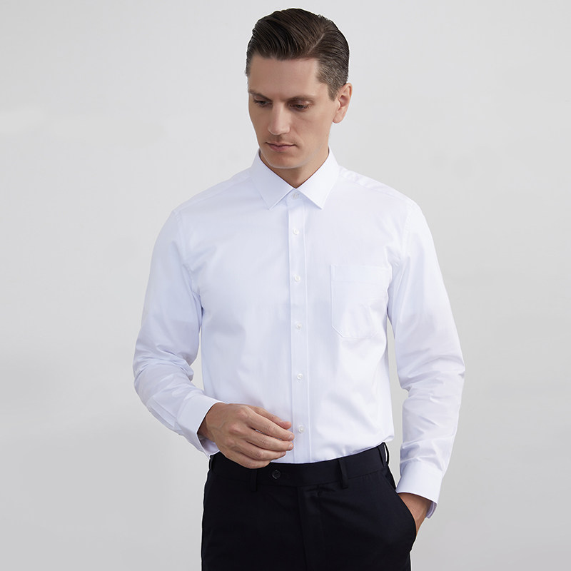 busen步森衬衫长袖混纺白色职业商务务正衬衣衬衫