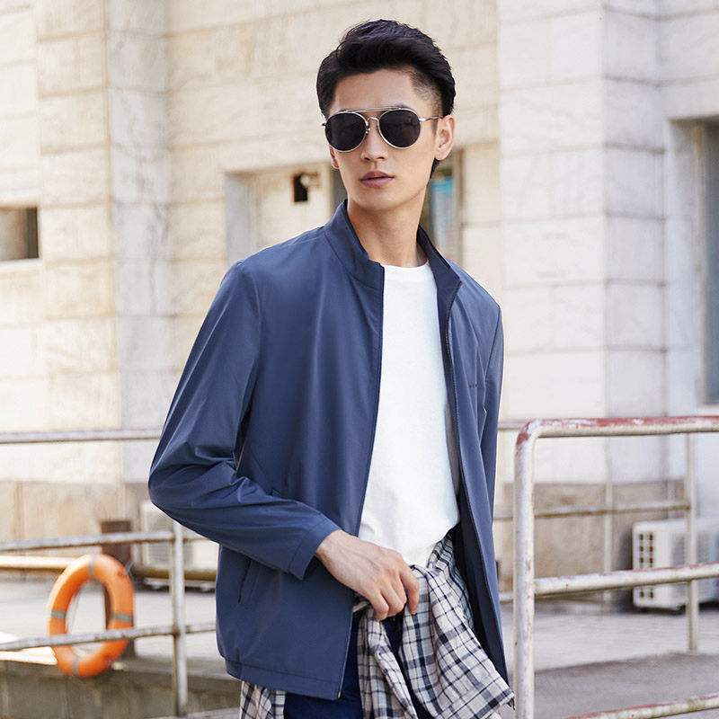 busen步森2022春季新款立领透气轻薄夹克男士夹克