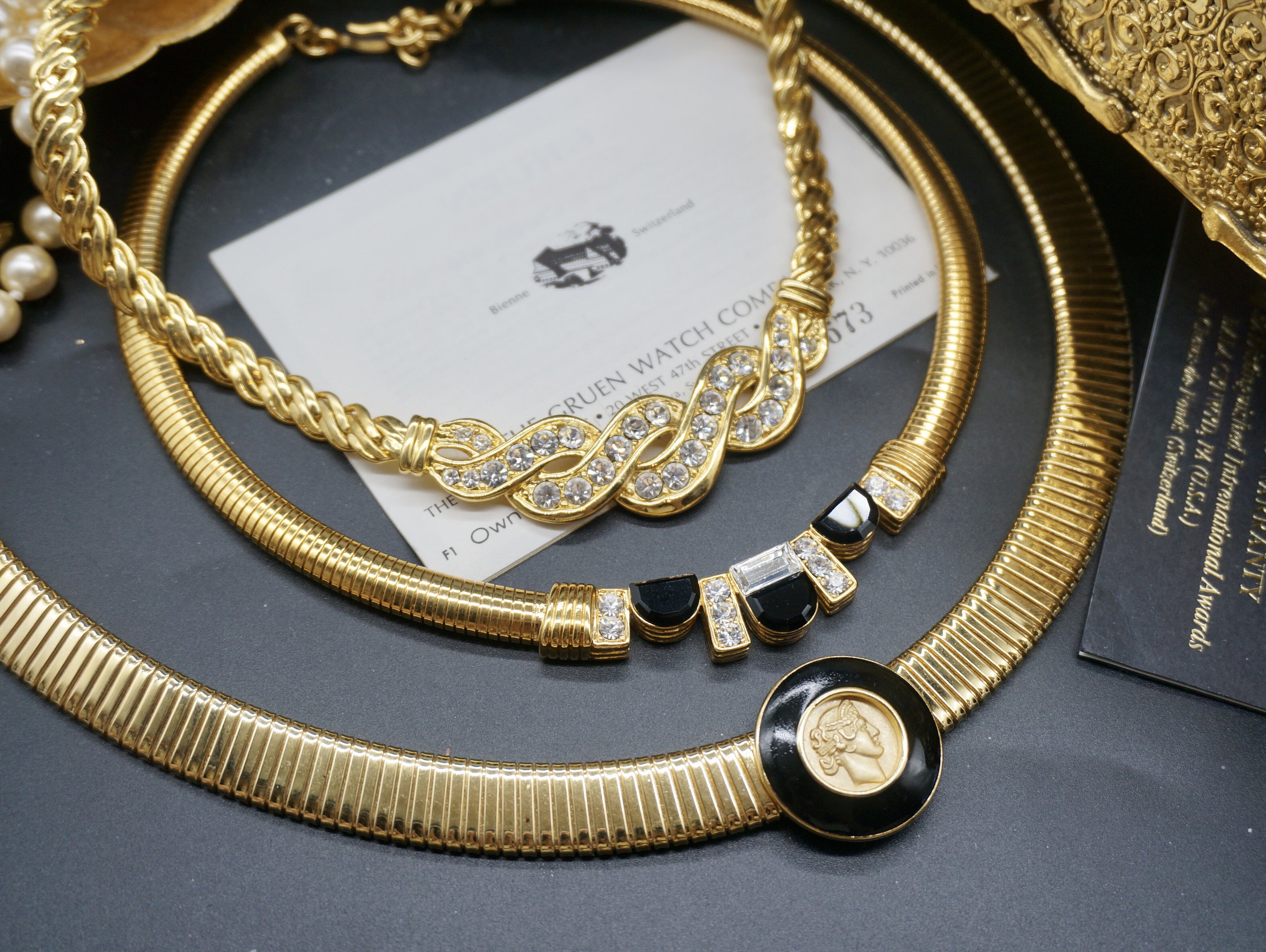 vintage西洋中古古董首饰复古古着monettrifari彩宝水晶项链