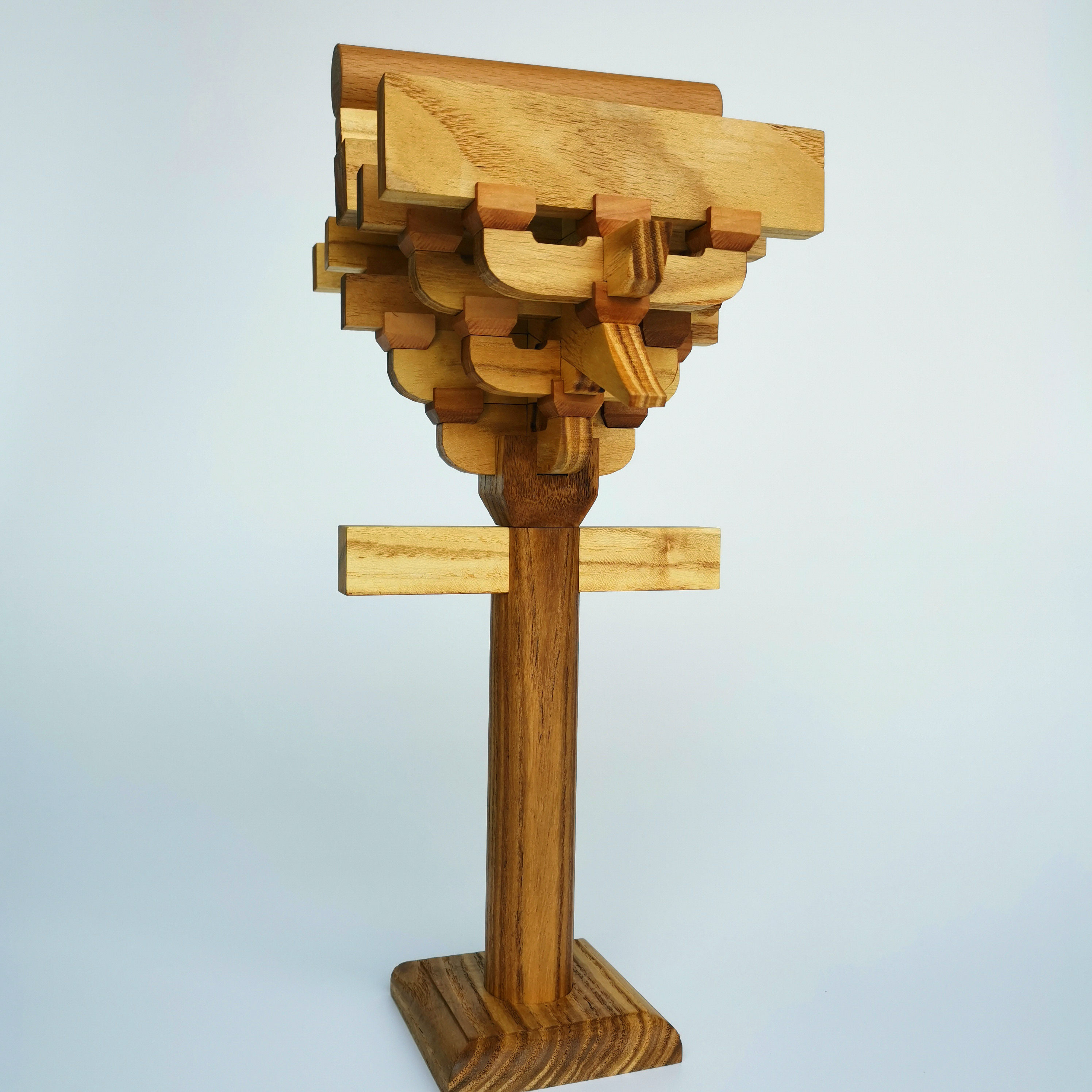 新款宋五铺斗拱建筑模型可拆卸文创礼品摆件实木槐木木雕