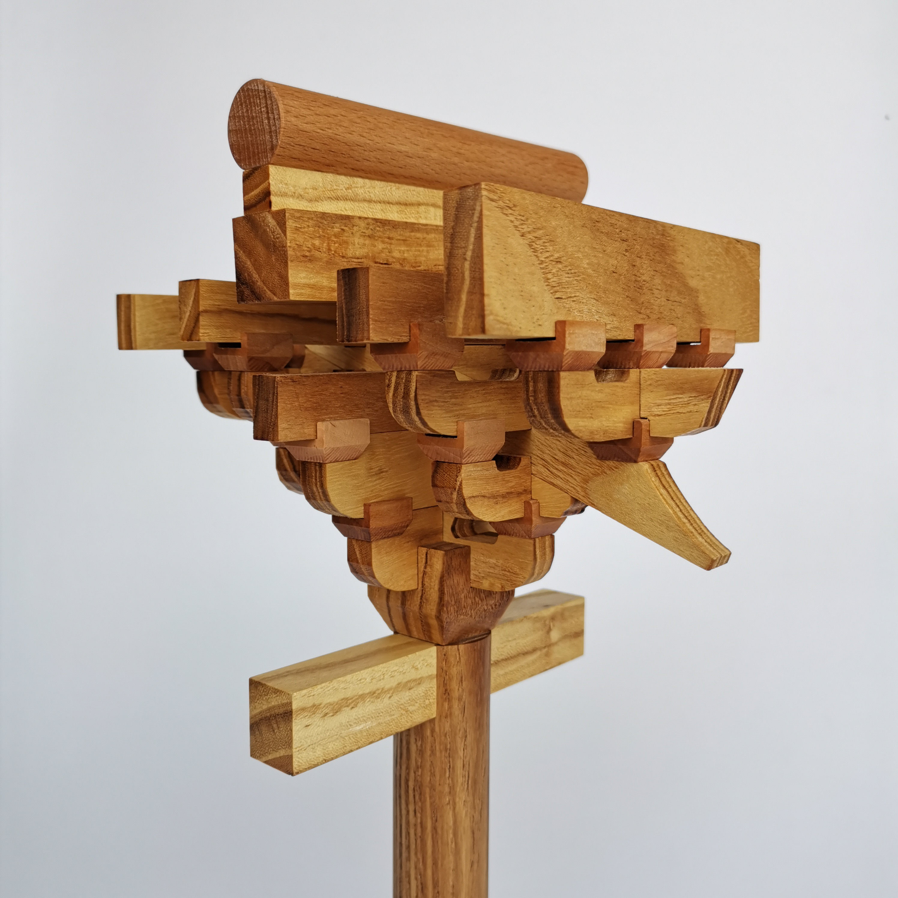 新款宋五铺斗拱建筑模型可拆卸文创礼品摆件实木槐木木雕