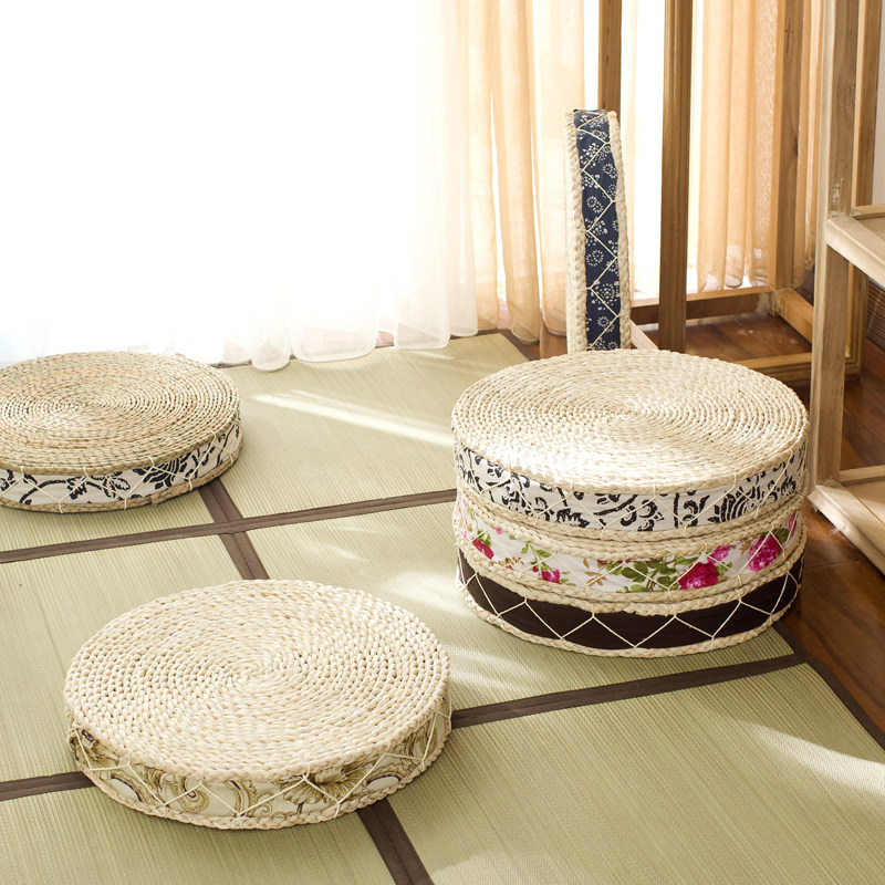 日式茶道蒲团坐垫圆形地板草编蒲草飘窗草垫子蒲团