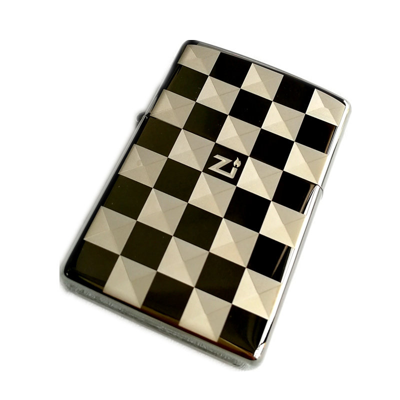 zippo黑冰打火机原装正品 双面小格子大方格 男士礼物 zp正版刻字
