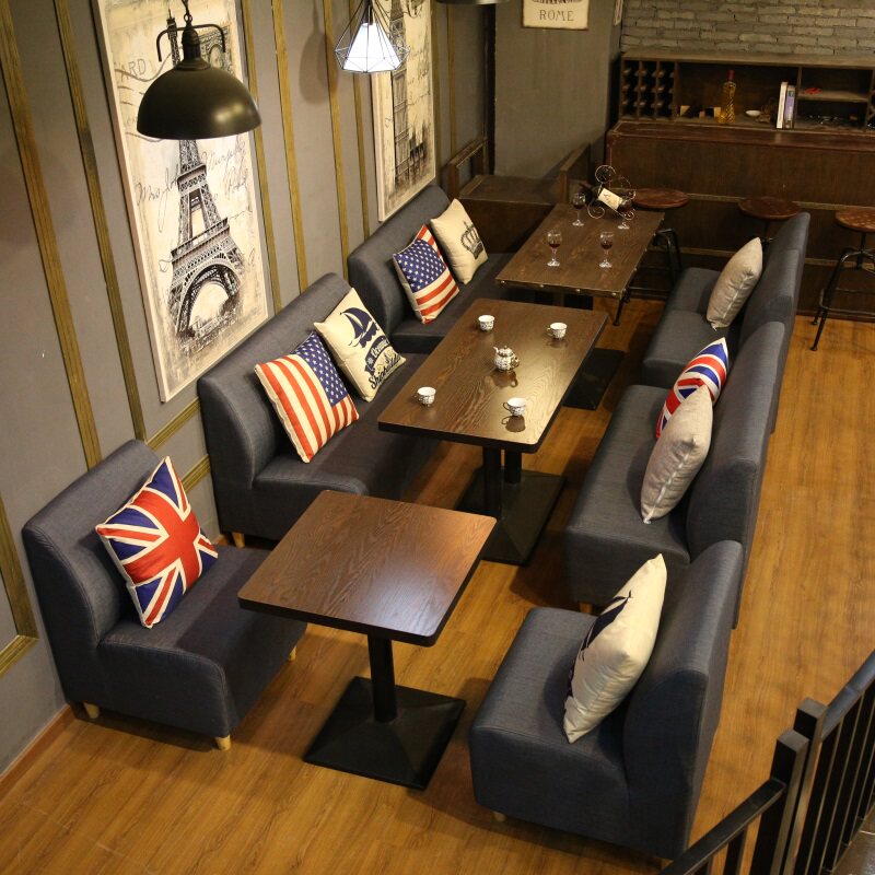 复古西餐厅沙发卡座奶茶店甜品店沙发桌椅组合咖啡厅双人沙发卡座