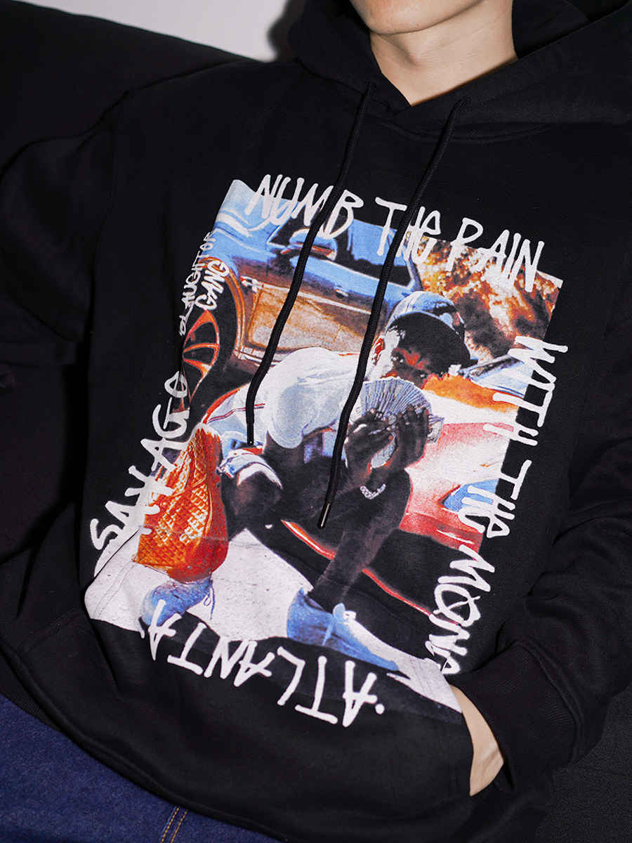 印花人像21savage卫衣嘻哈欧美街头说唱hiphoprap卫衣