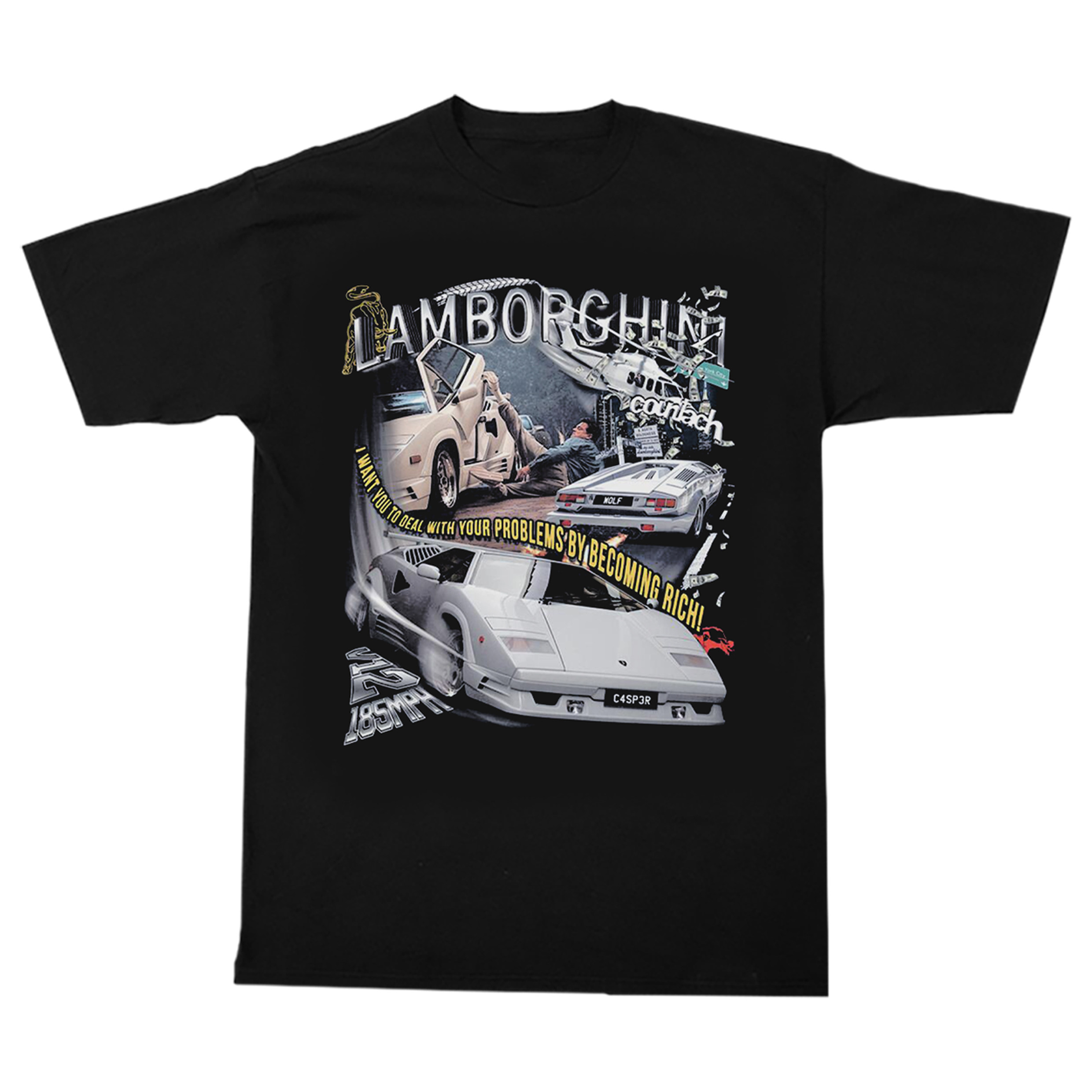 兰博基尼说唱嘻哈怀旧跑车印花打底美式新潮oversizett恤