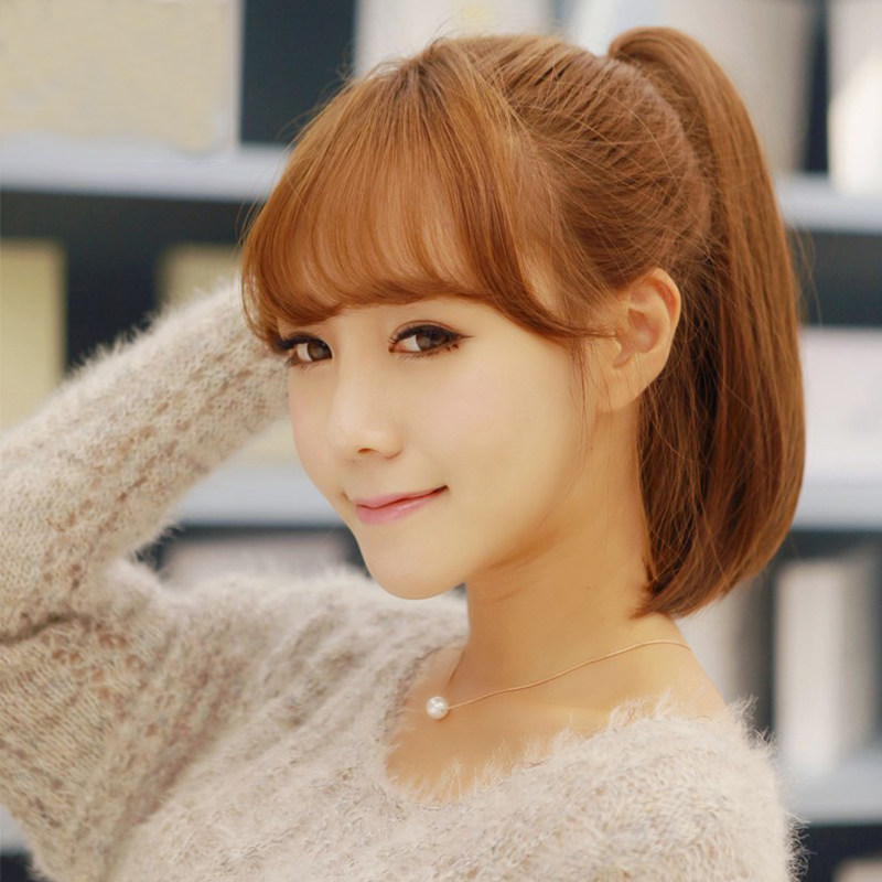 真发马尾假发抓夹接发长短短发微卷自然内扣马尾