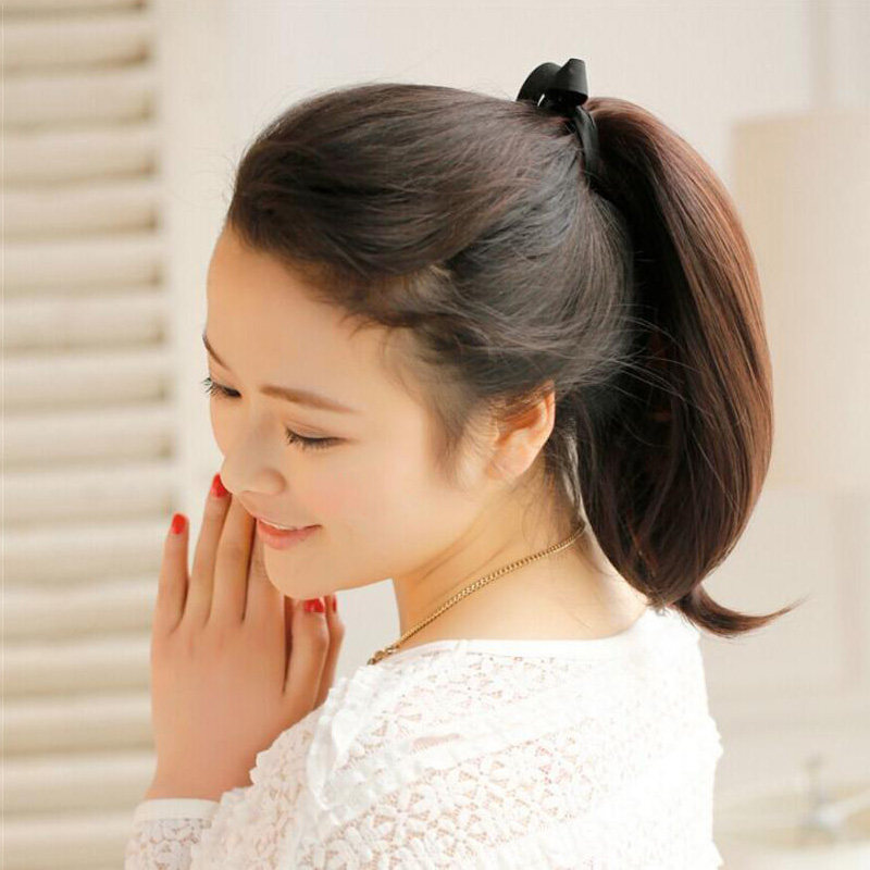 马尾假发真发女接发辫长短短发直发气质捆绑式马尾