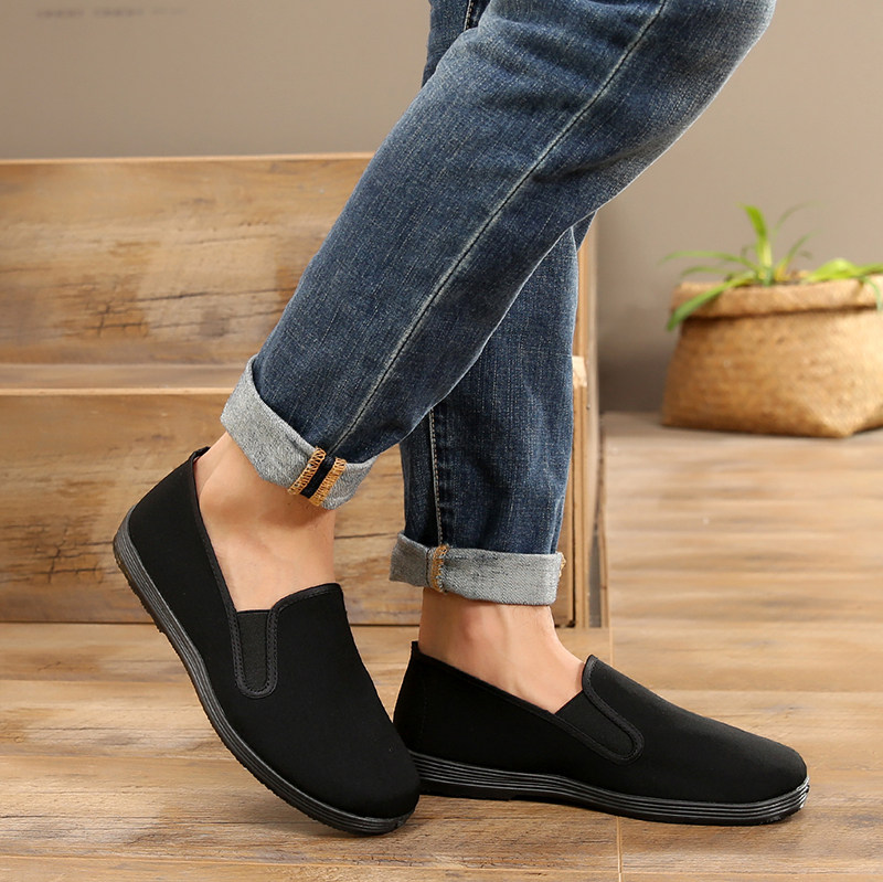 老北京布鞋男潮冬季一脚蹬懒人青年社会爸爸加绒防臭休闲工作棉鞋