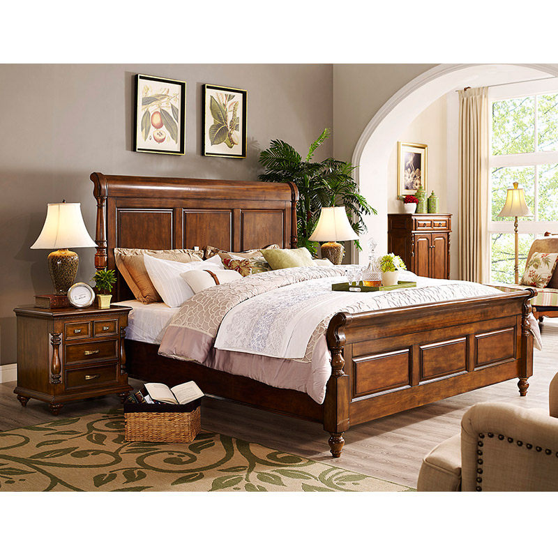 雅居格美式实木床头柜乡村床边复古收纳卧室储物柜床头柜