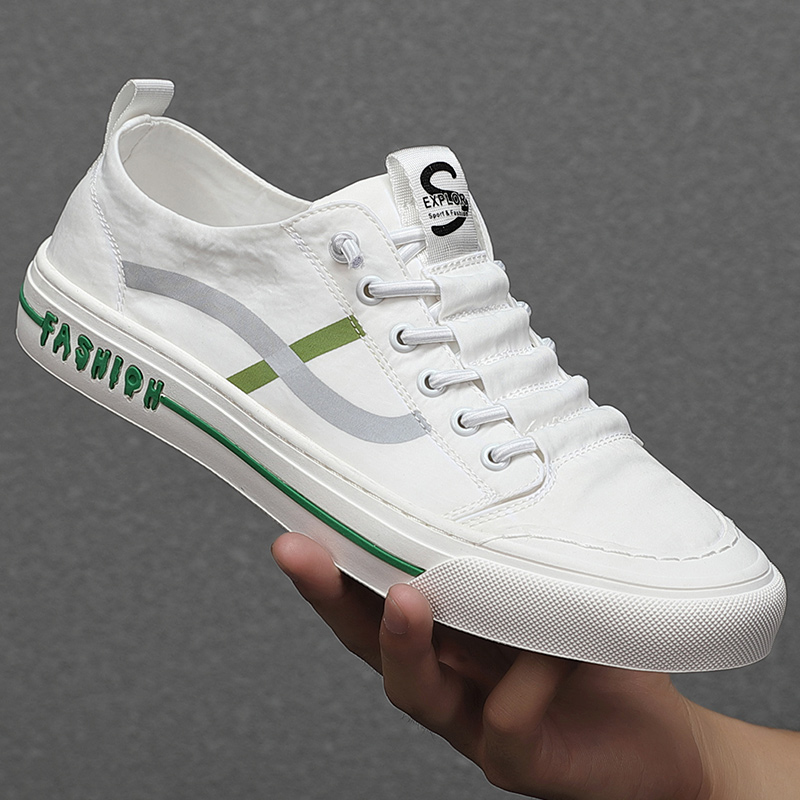 男鞋夏季薄款帆布鞋透气小白鞋男式软底一脚蹬懒人夏款休闲鞋子男