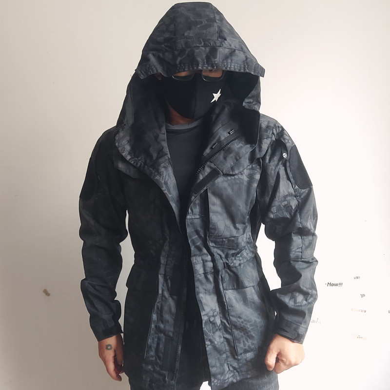 男春秋M65战术风衣户外套防风防水中长款军迷彩特战地冲锋衣登山