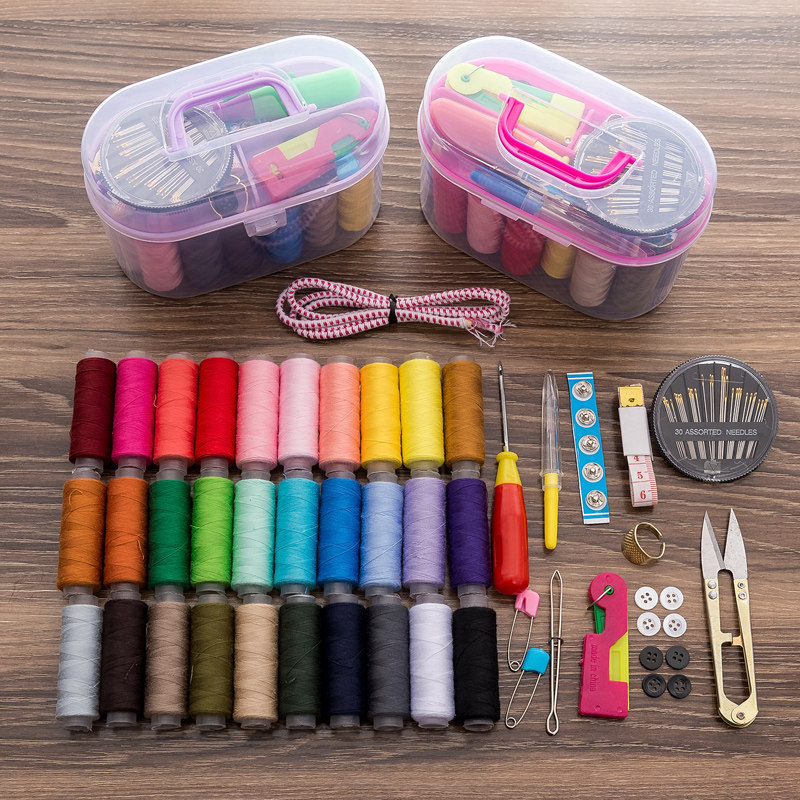 家用手工针线盒手提便携小塑料迷你针线包手缝线缝补缝纫工具套装