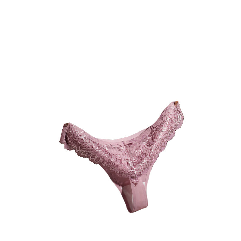 丁字内裤女无痕一片式蕾丝冰丝诱惑网纱性感隐形t裤低腰纯棉裆部