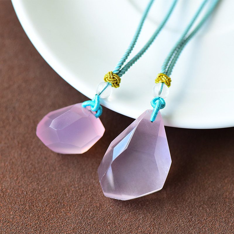 水晶吊坠莫桑比克粉晶原石随型挂件项链女友闺蜜项坠