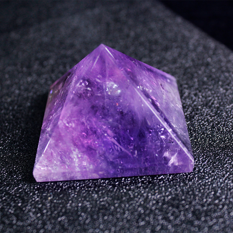 天然水晶金字塔紫水晶三角形原石矿石办公书桌卧室汽车摆件