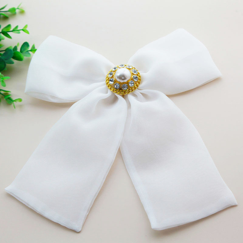 白色蝴蝶蝴蝶结结网纱布布艺领结别针吊带裙子领结