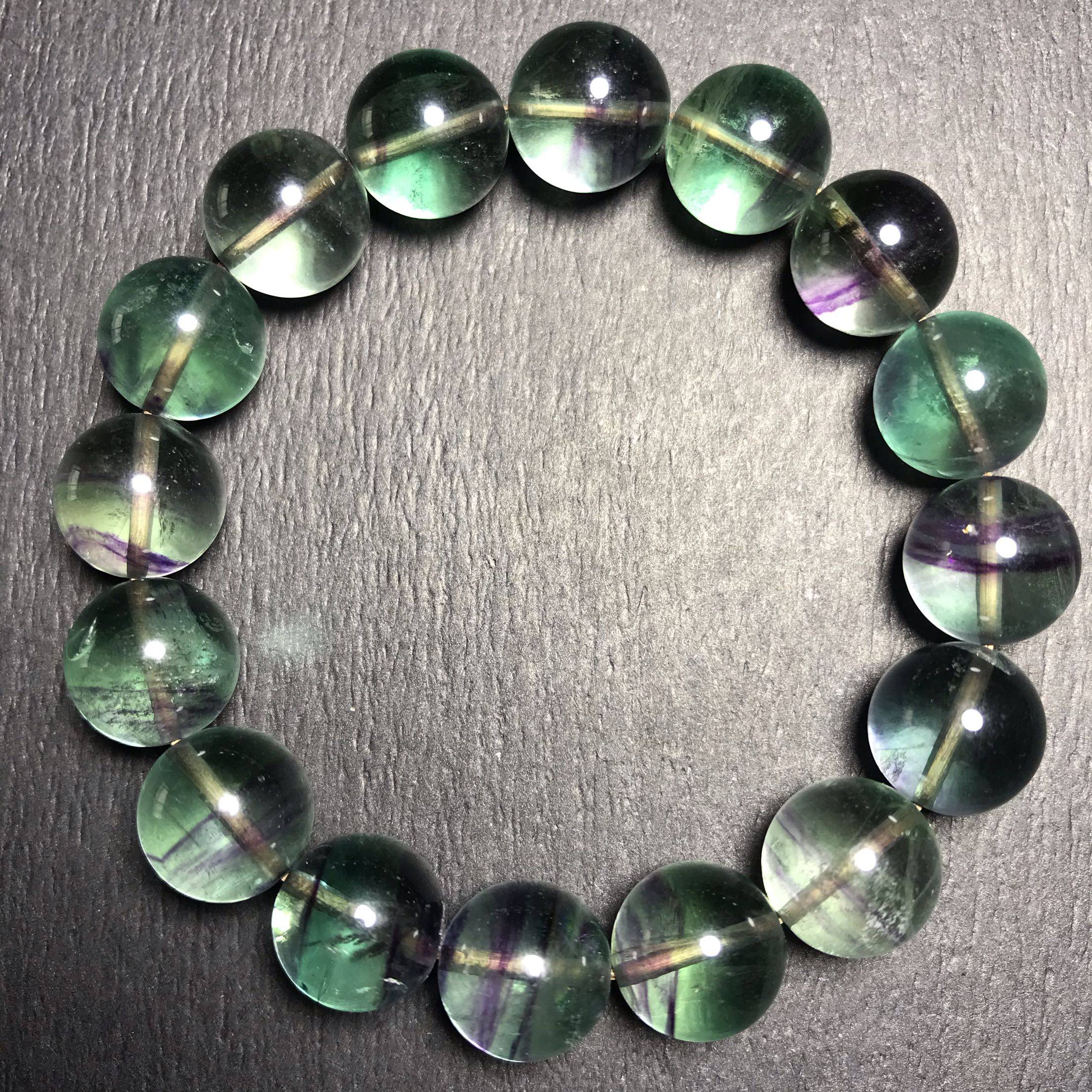 新品天然蓝绿渐变变色萤石单圈手链男女情侣手饰