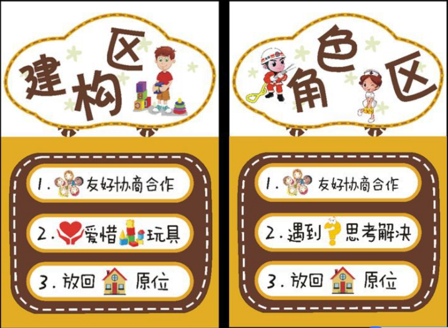 幼儿园区域规则牌进区牌卡活动区布置约定标识区标志墙贴