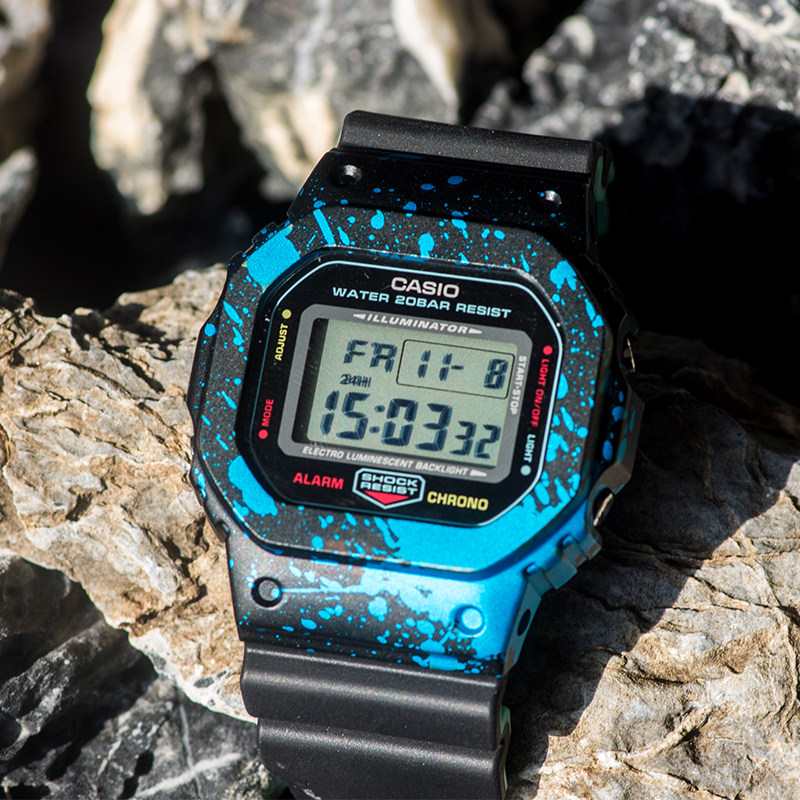 适配卡西欧g-shock手表男小方块dw5600 dw5000透明橡胶表带表壳