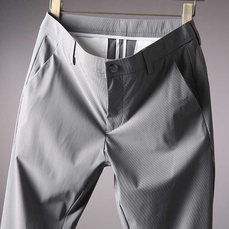 主打神裤！夏季垂感冰凉竖纹四面弹商务直筒休闲裤男士超薄长裤子