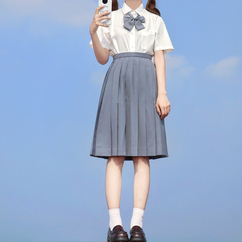 樱花家族jk制服优等生裙 jk纯色裙 高腰半身百褶裙中长款女