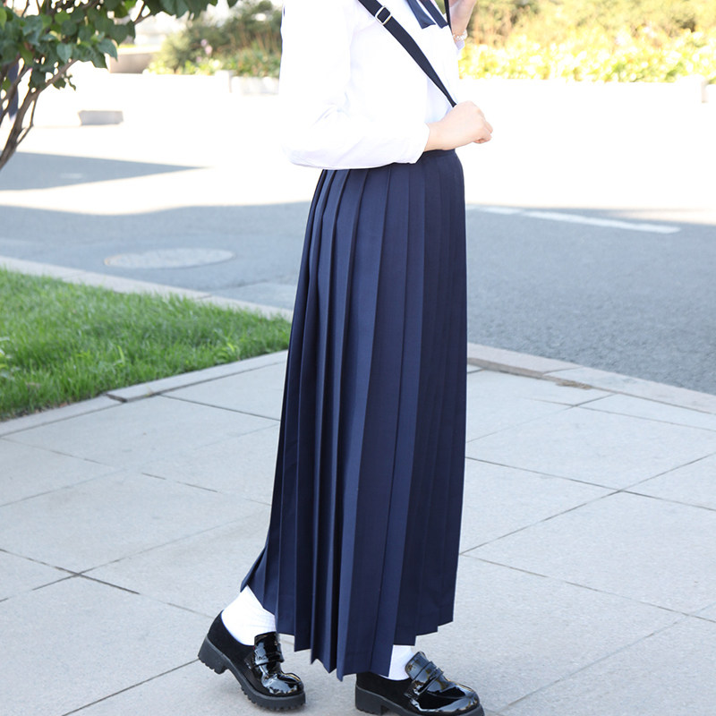 长裙樱花家族jk制服不良少女绀色黑色显瘦半身裙