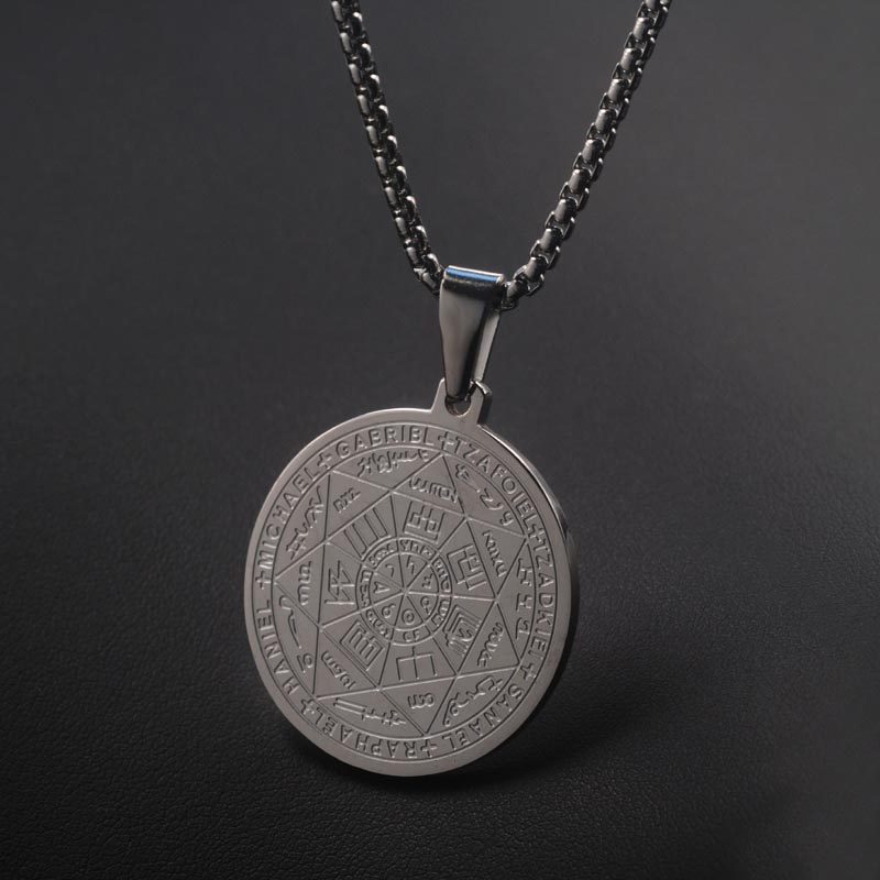 嘻哈男士项链欧美街头潮牌个性创意七芒星圆项链