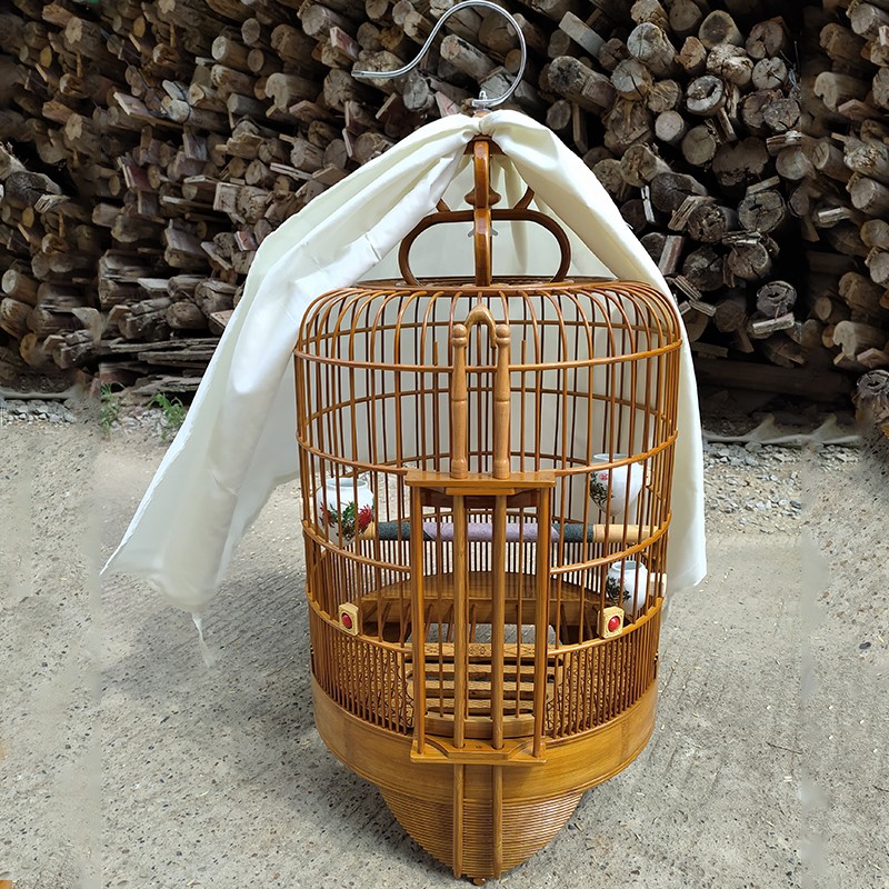 全竹广式鸟笼名家广笼清远笼画眉竹制母小号精品大号手工配套 - 花花