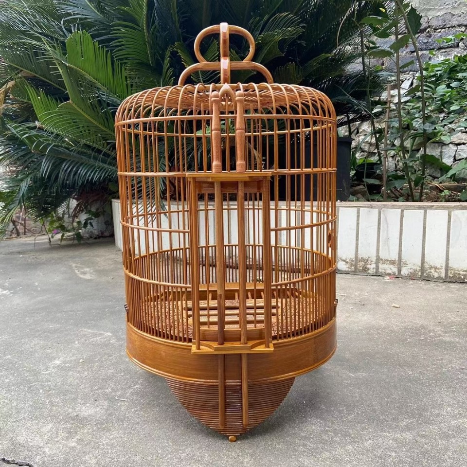 广式竹制画眉画眉鸟鸟笼全竹手工打笼3336公分大号鸟笼