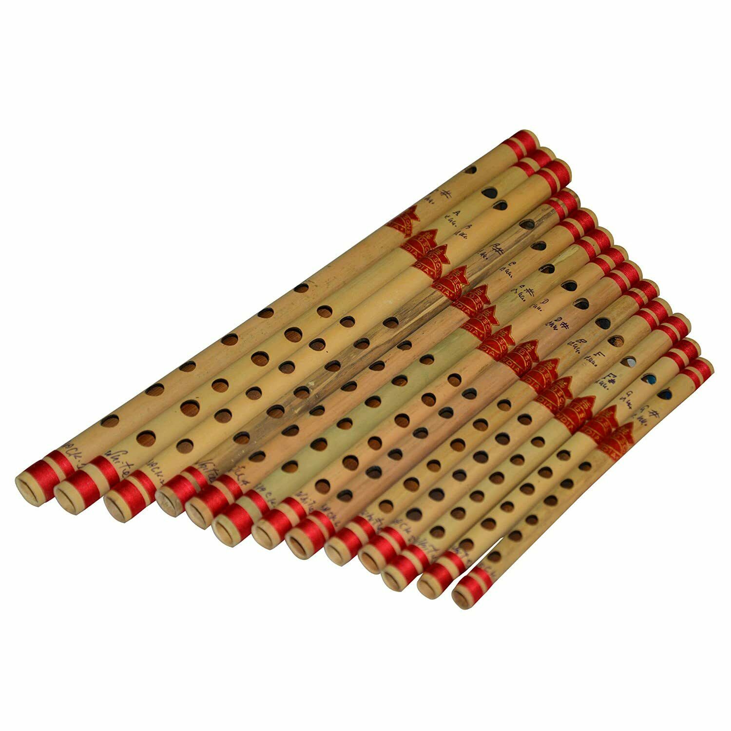 印度进口乐器苏里bansuri全套12支木制手工竹笛班笛子