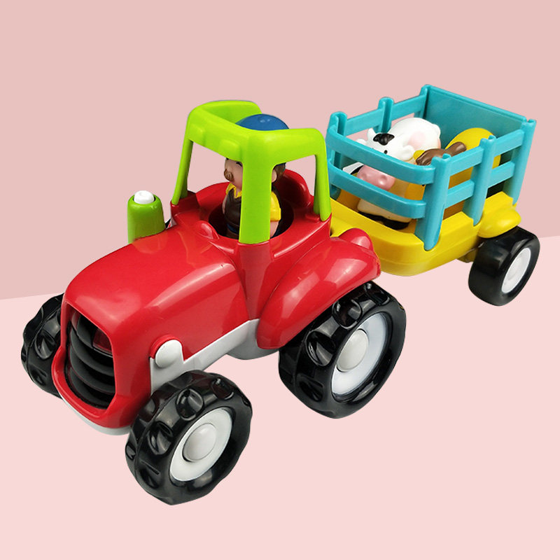 乐童耐摔儿童农场拉车玩具模型声音惯性