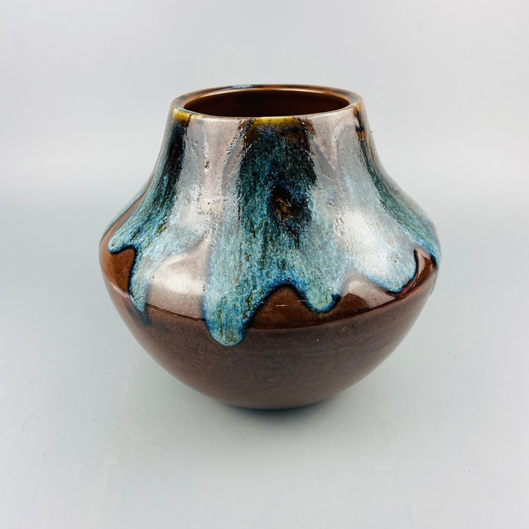 日本回流信乐烧流釉花器日式家用简约陶瓷大号花瓶