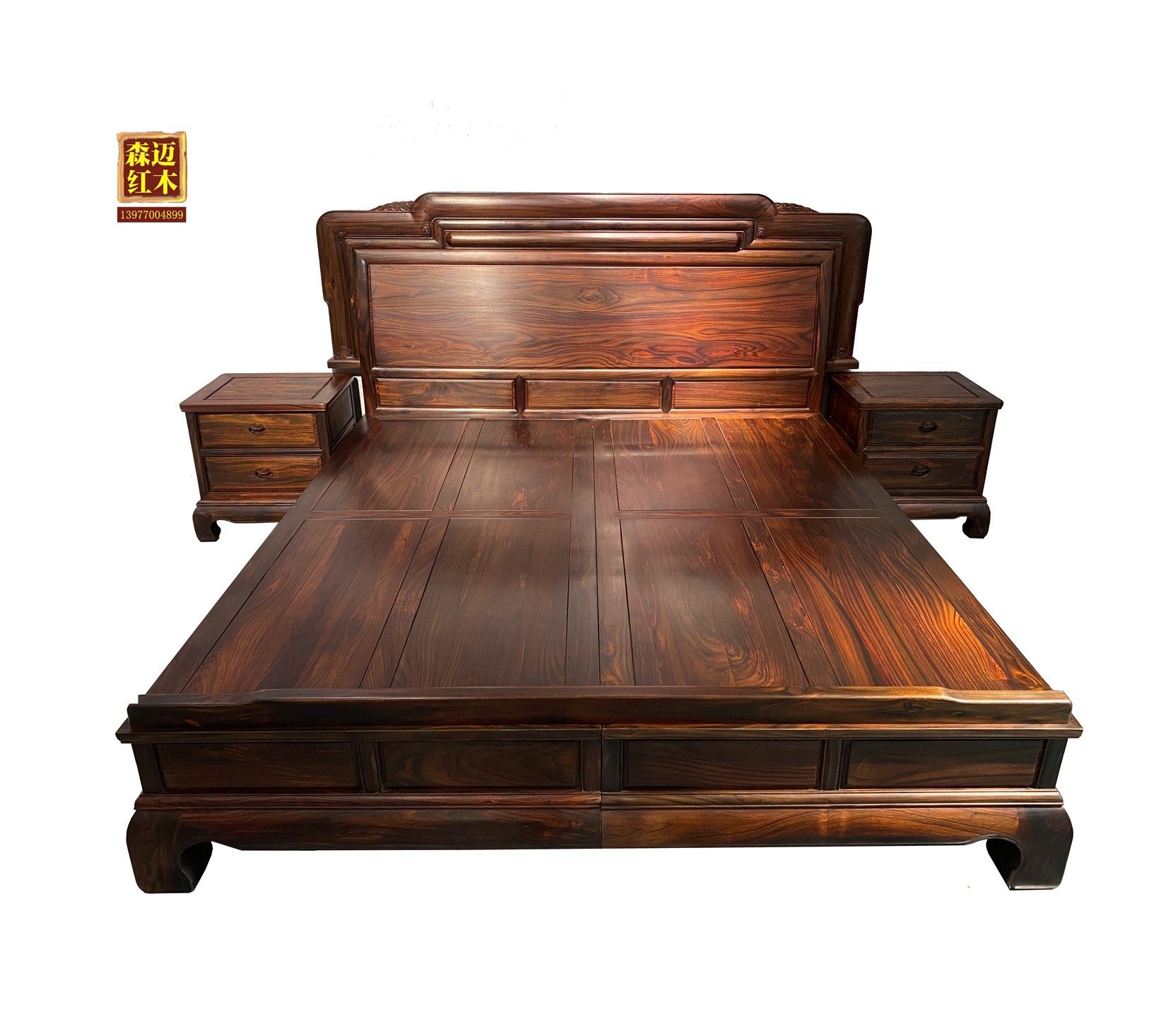 木床印尼酸枝明韵红木实木双人床简约婚床原木红木床