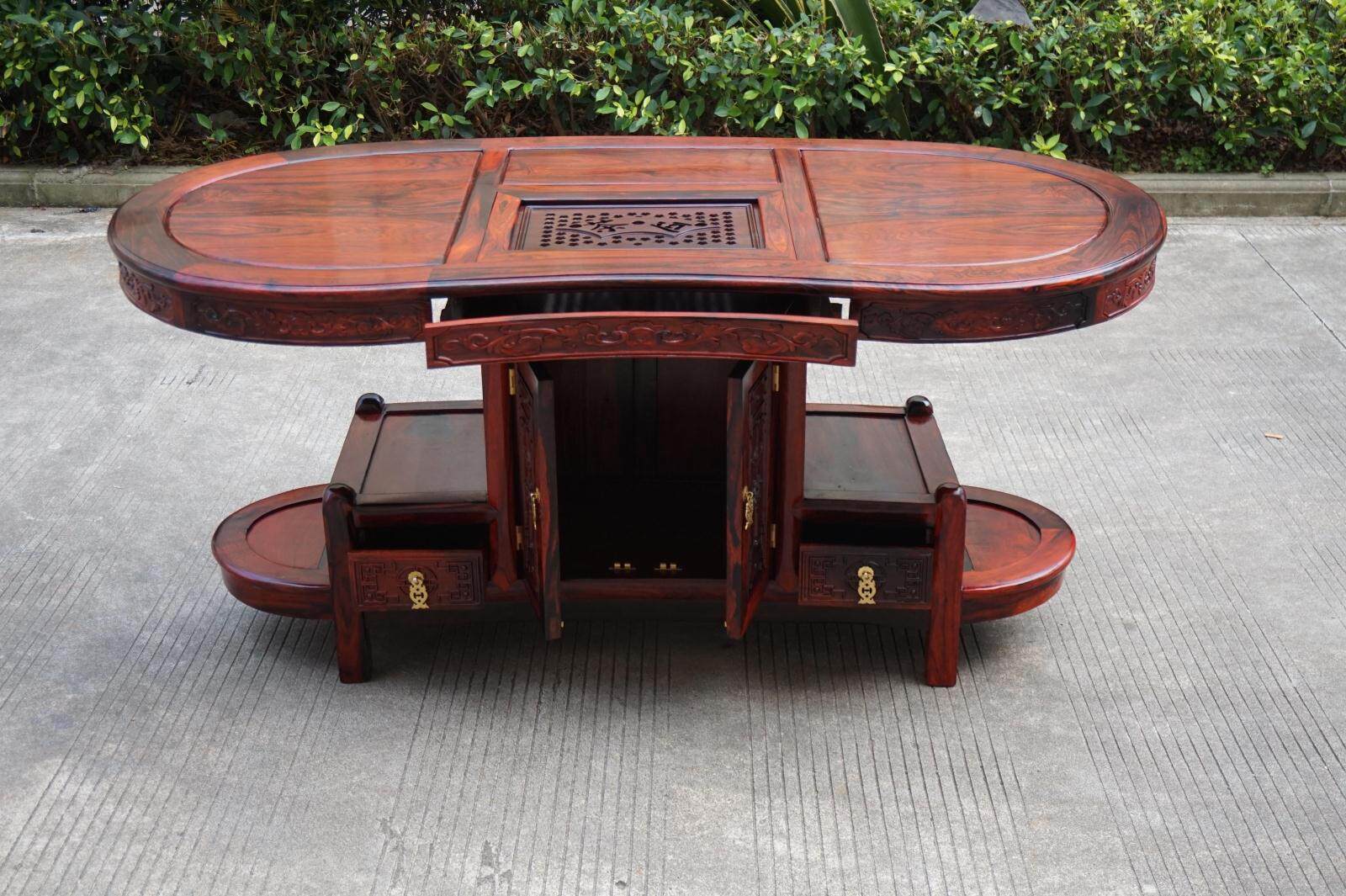 茶桌老挝大红酸枝交趾黄檀红木明请古典多功能茶几