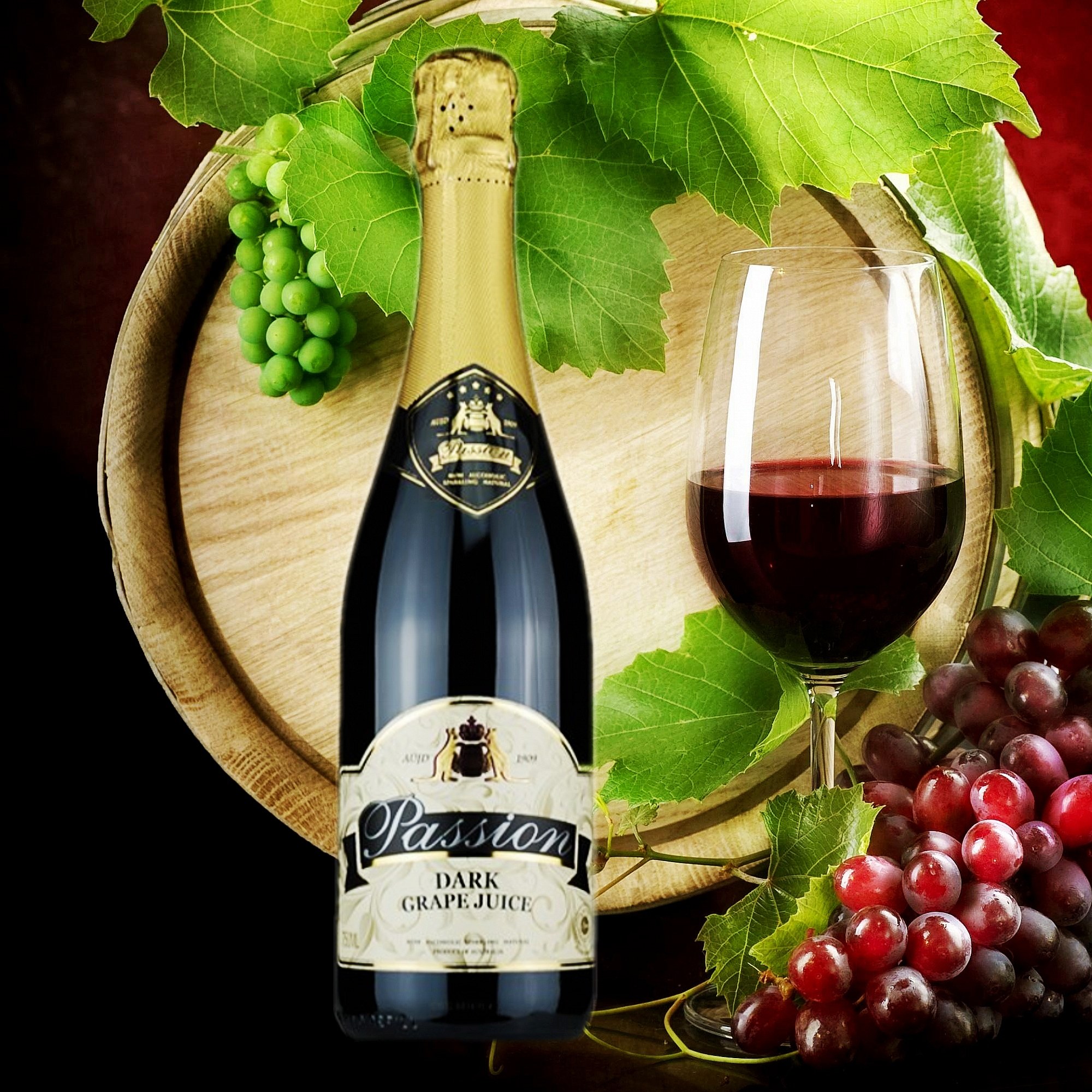 葡萄汁芭翠提纯黑葡萄750ml澳洲进口无醇气泡香槟纯果蔬汁