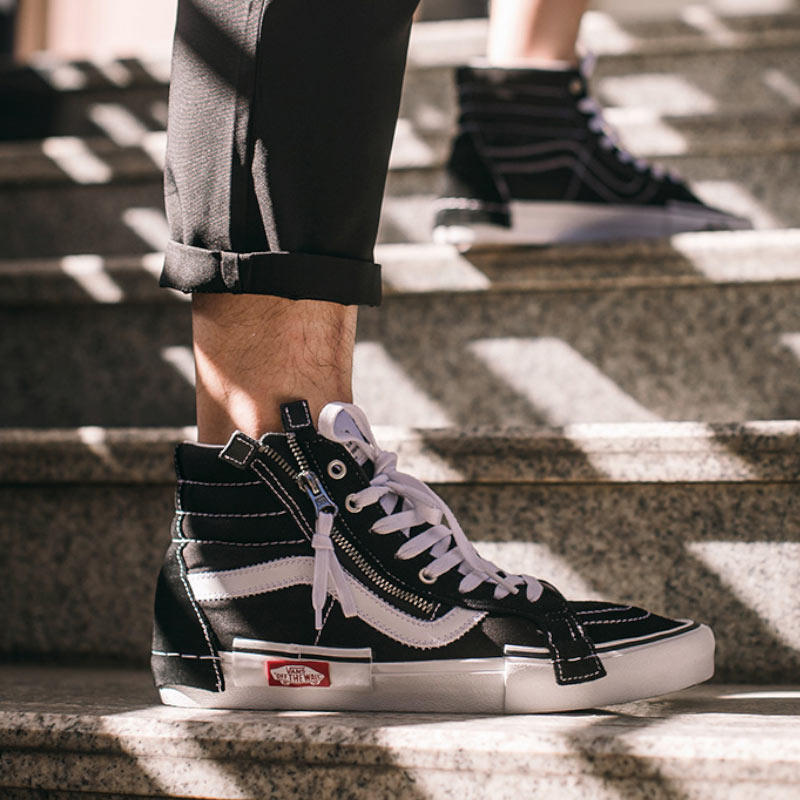 vans范斯sk8-hireissuecap解构高帮男女黑白白板板鞋