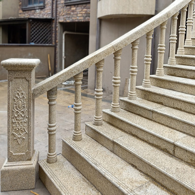 石材栏杆石头柱子圆柱大理石楼梯扶手花岗岩护栏围栏阳台户外别墅