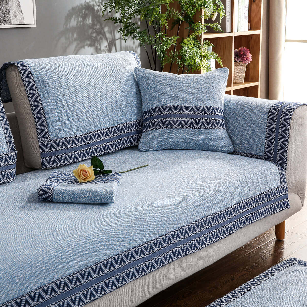 沙发垫四季通用棉麻简约现代组合布艺纯色防滑坐垫全包沙发套罩巾