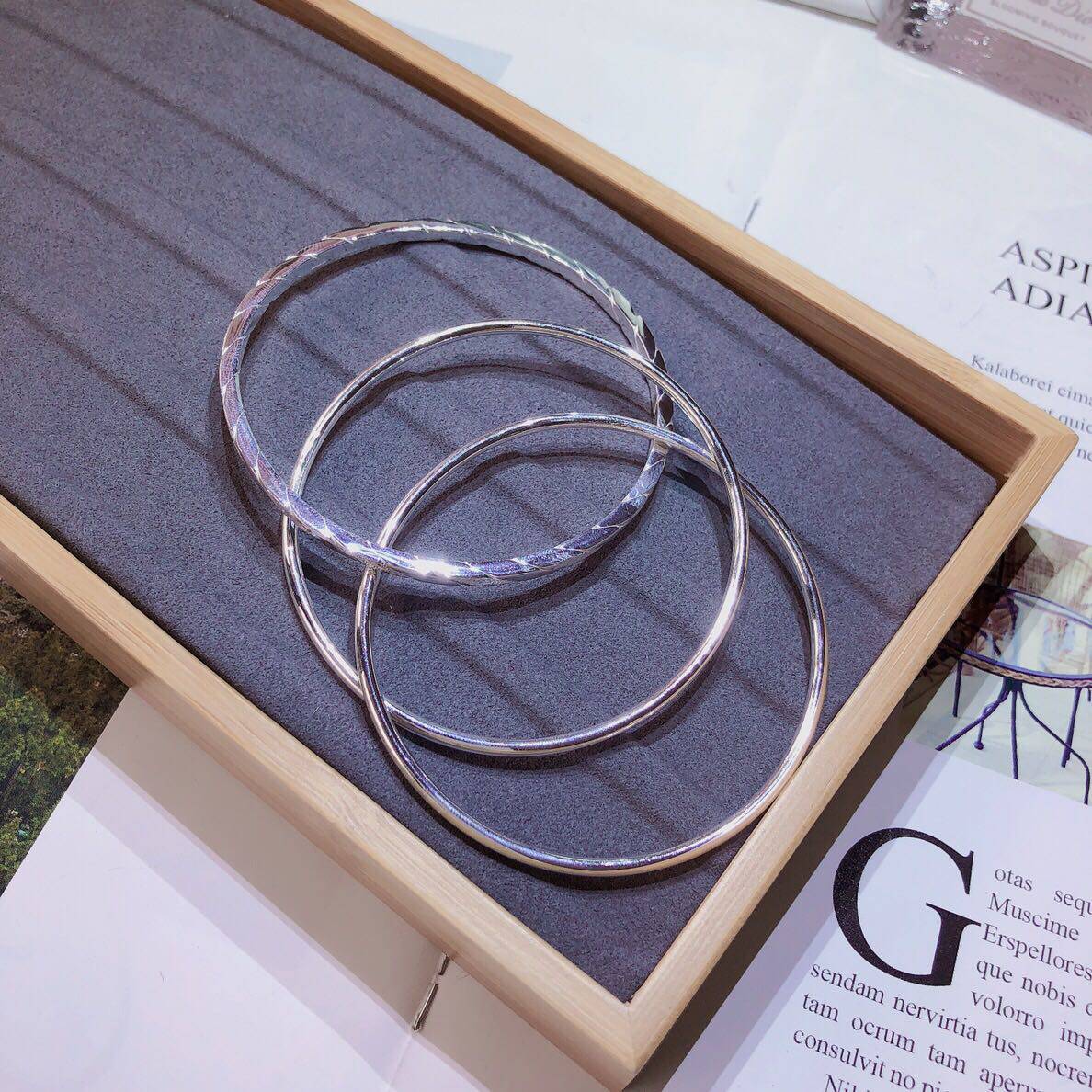 正生银饰新款足银三环手镯三生三世情缘女友表白手镯