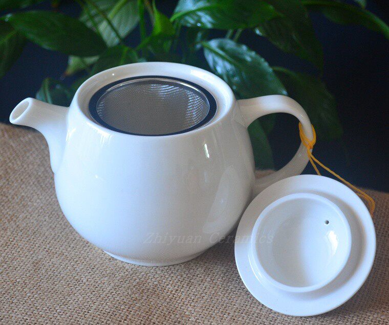 外贸原单尾货陶瓷400ml日式家用配滤网小泡茶茶壶