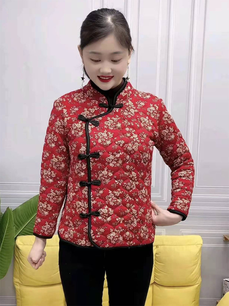 唐装女装中国国风小棉袄秋冬夹棉改良旗袍上衣棉衣