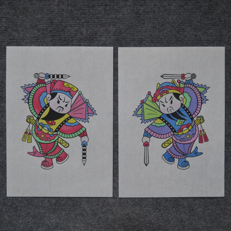 年画diy涂色画线儿童填色课堂活动木板雕版年画