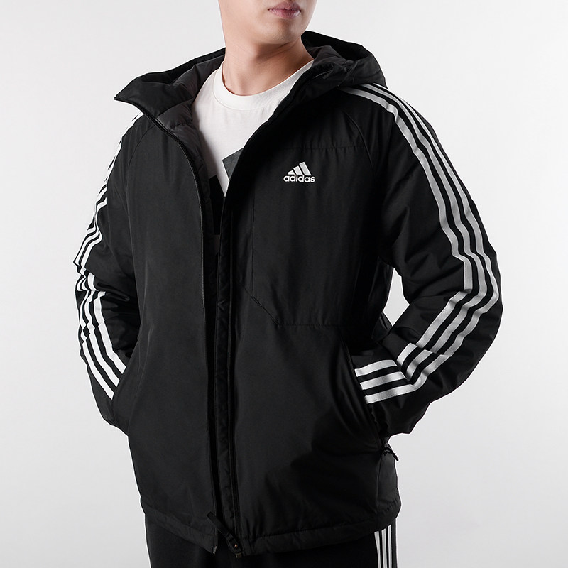 adidas阿迪达斯羽绒服男春季新款户外保暖运动连帽夹克外套gf0098